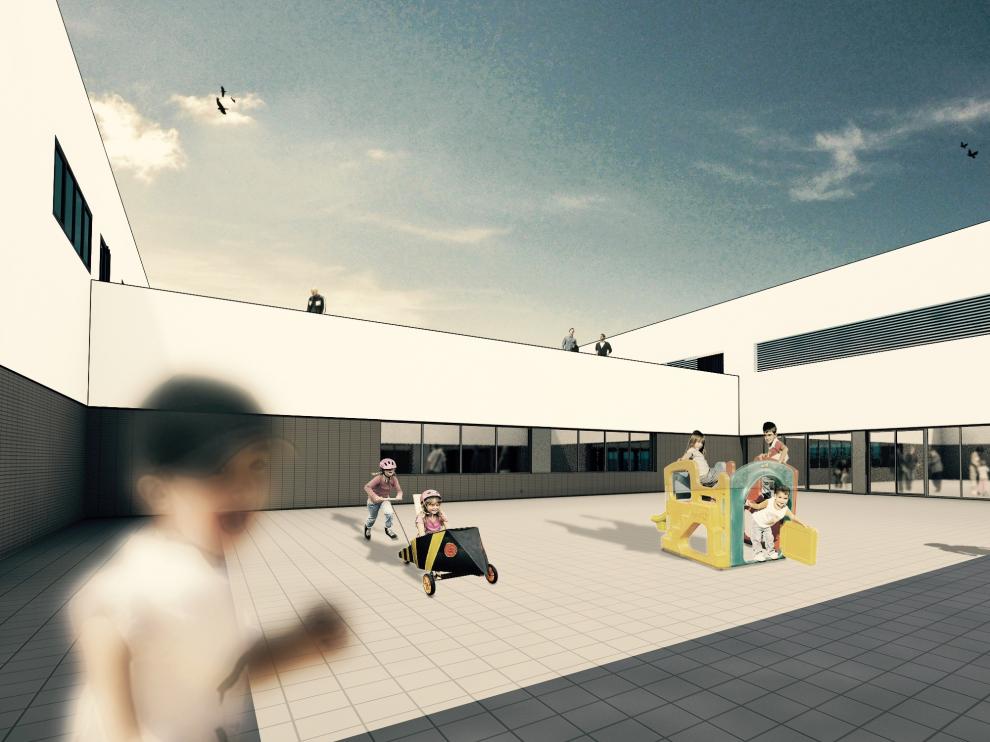 Recreación del colegio, realizada por el estudio Ingennus de Zaragoza