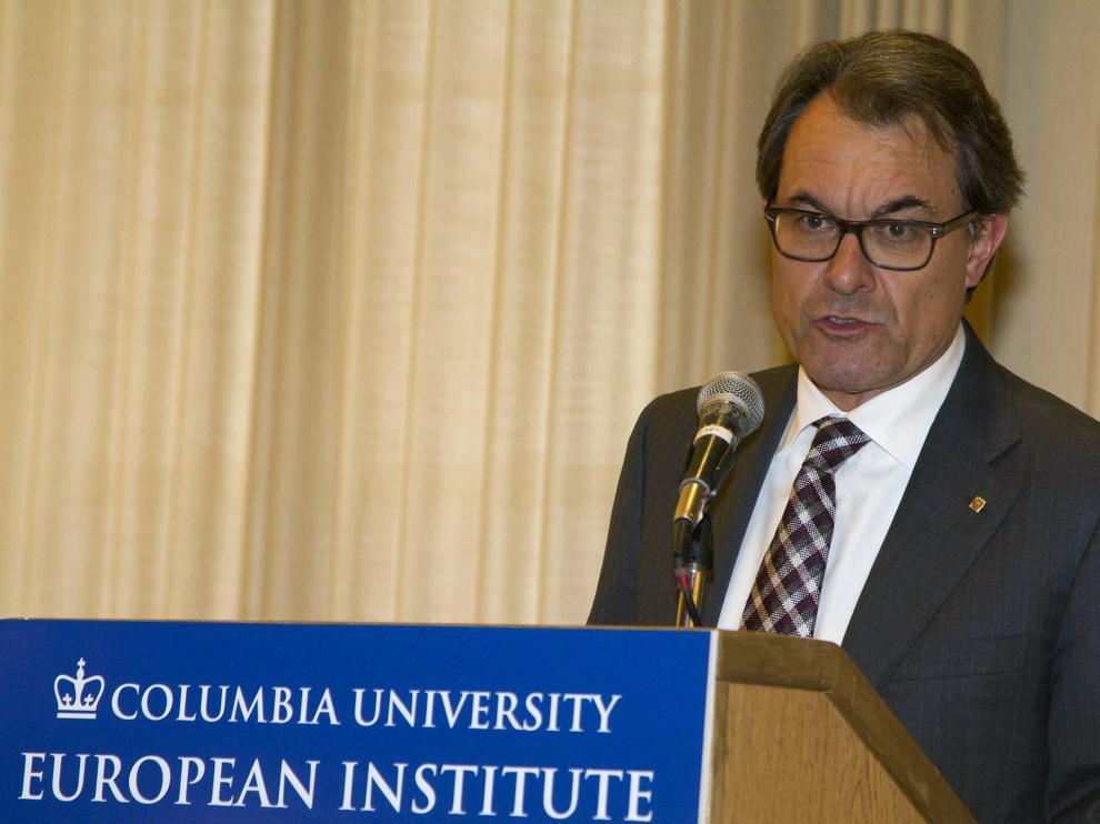 El presidente Artur Mas durante su conferencia en la Universidad de Columbia