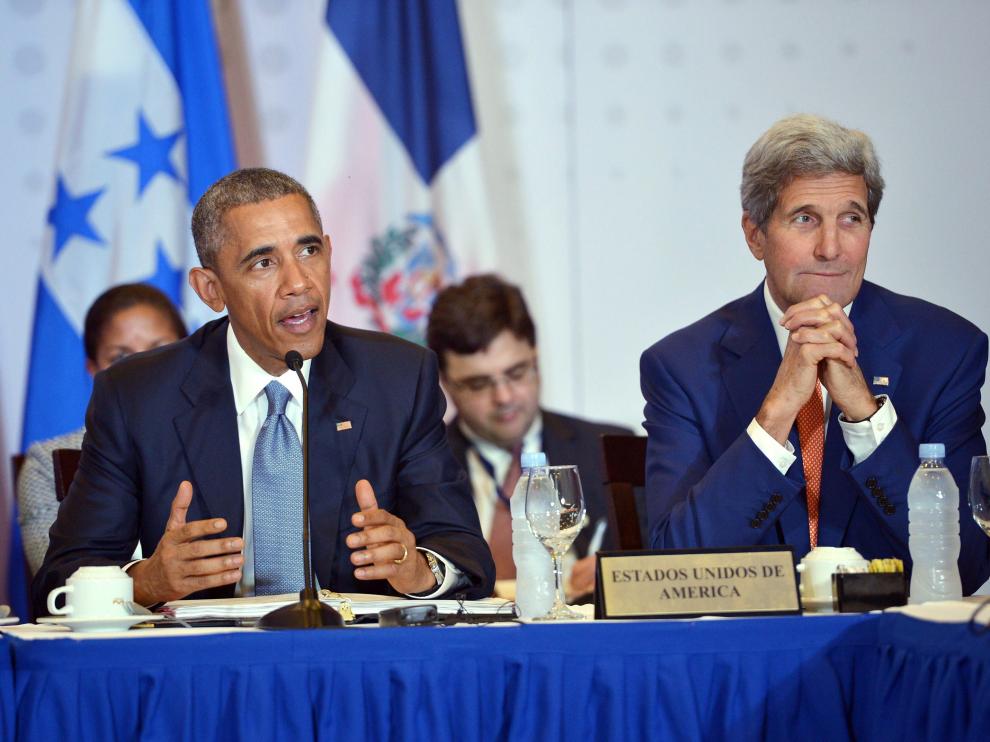 Kerry y Obama en Panamá.