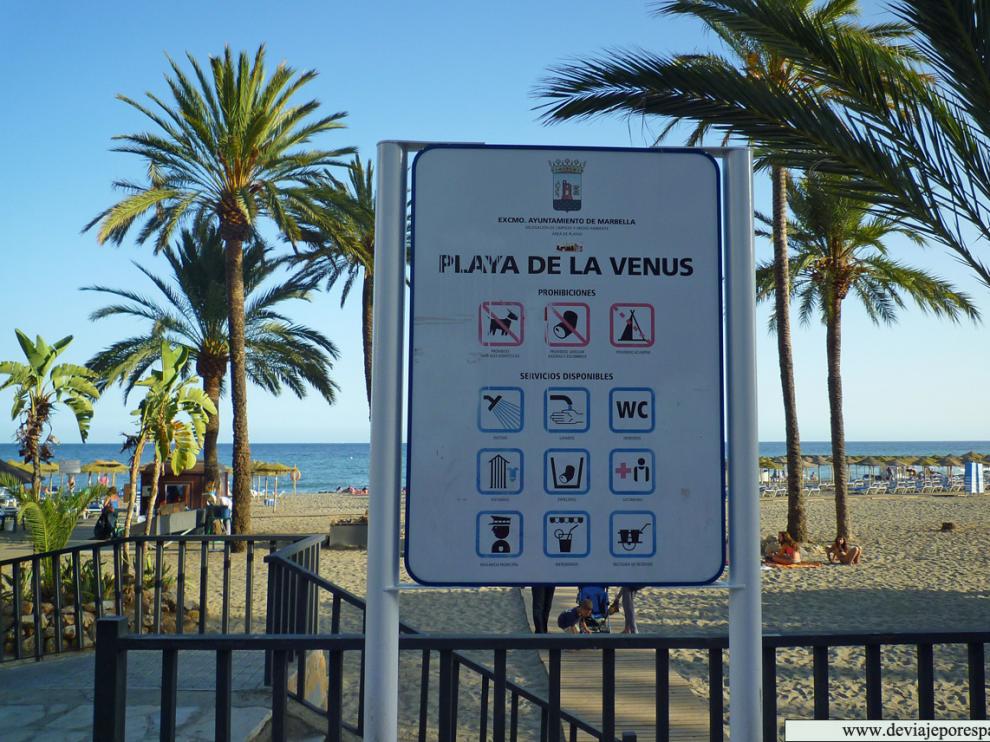 Playa de La Venus, una de las más céntricas de Marbella