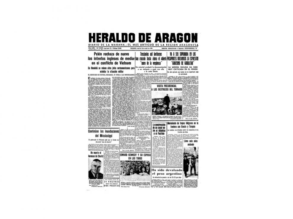 Portada de HERALDO el día 20 de abril de 1965