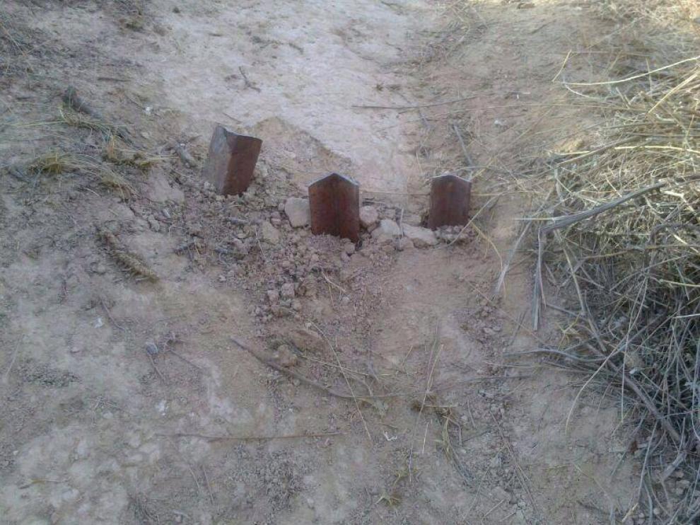 Trampas para ciclistas encontradas hace unos meses en María de Huerva
