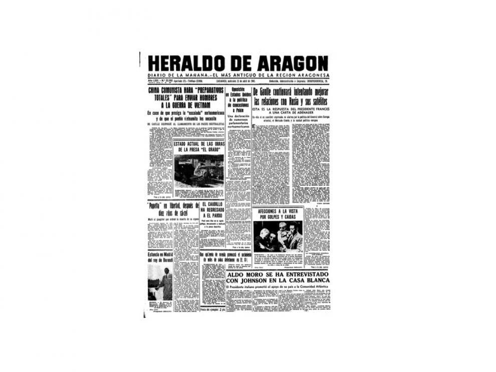 Portada de HERALDO el día 21 de abril de 1965