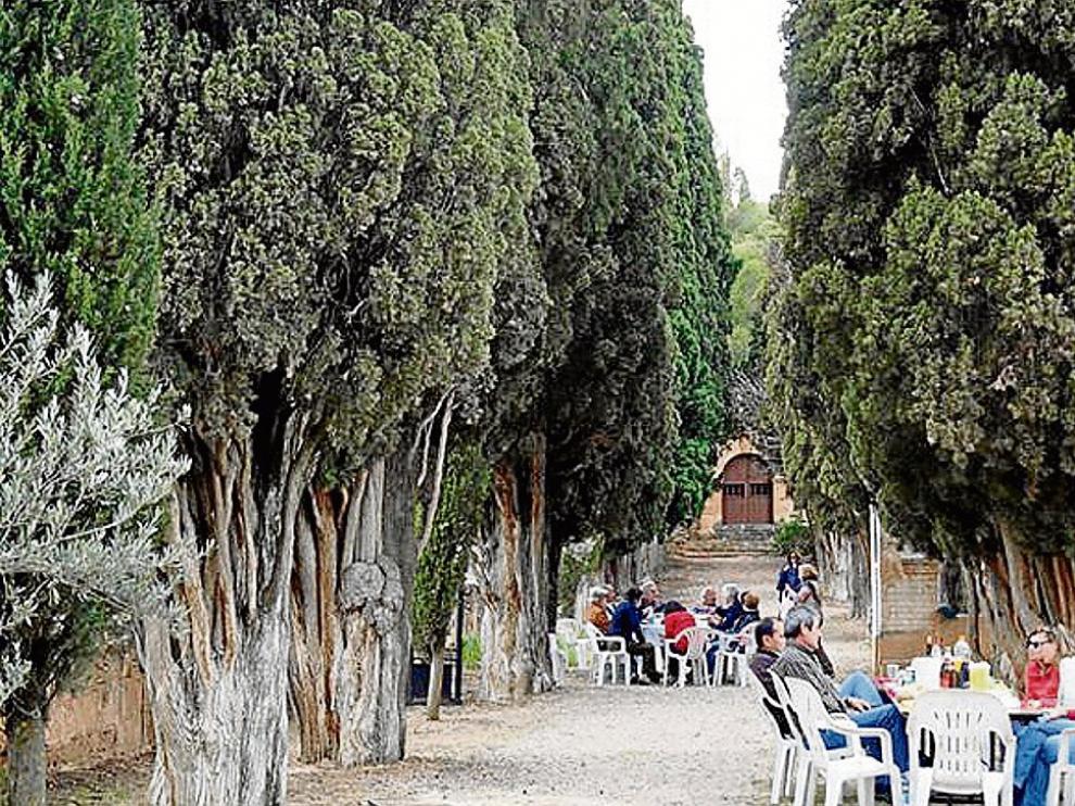 La fiesta del año pasado se celebró junto a los cipreses del Calvario, en Alloza.