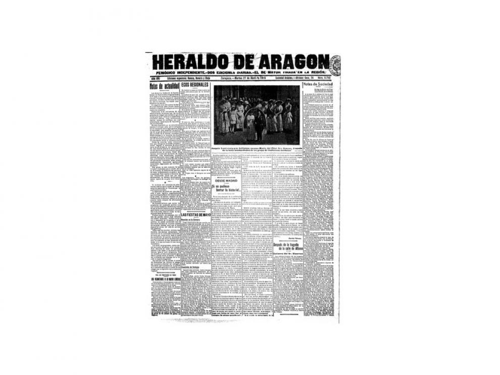 Portada de HERALDO el día 27 de abril de 1915