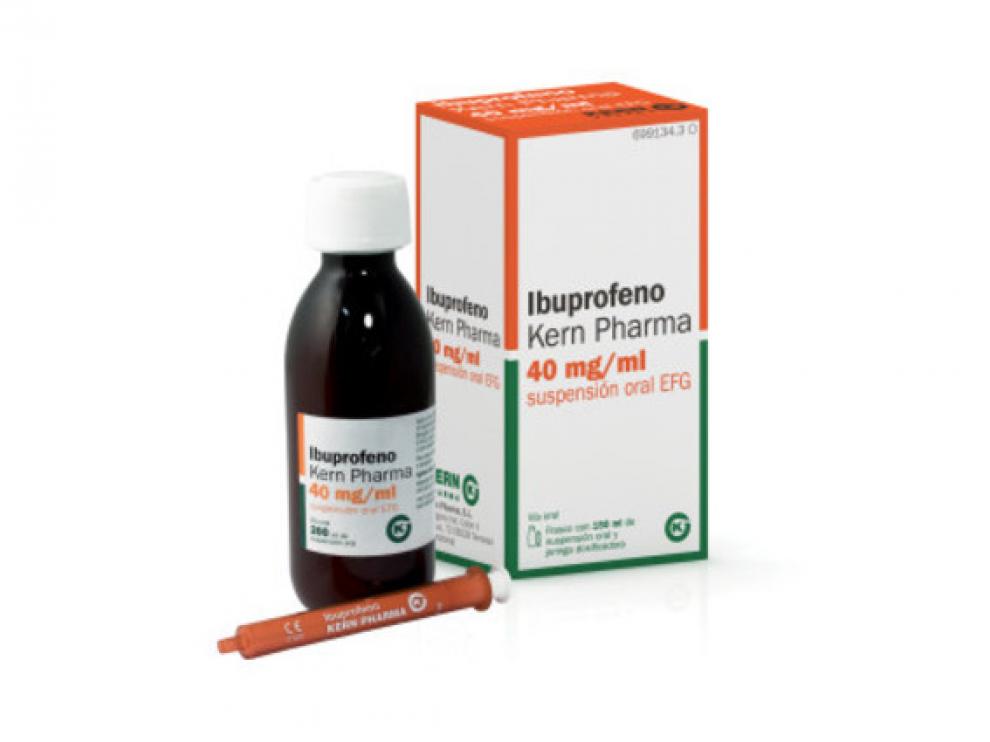 Frasco de ibuprofeno retirado de las farmacias.