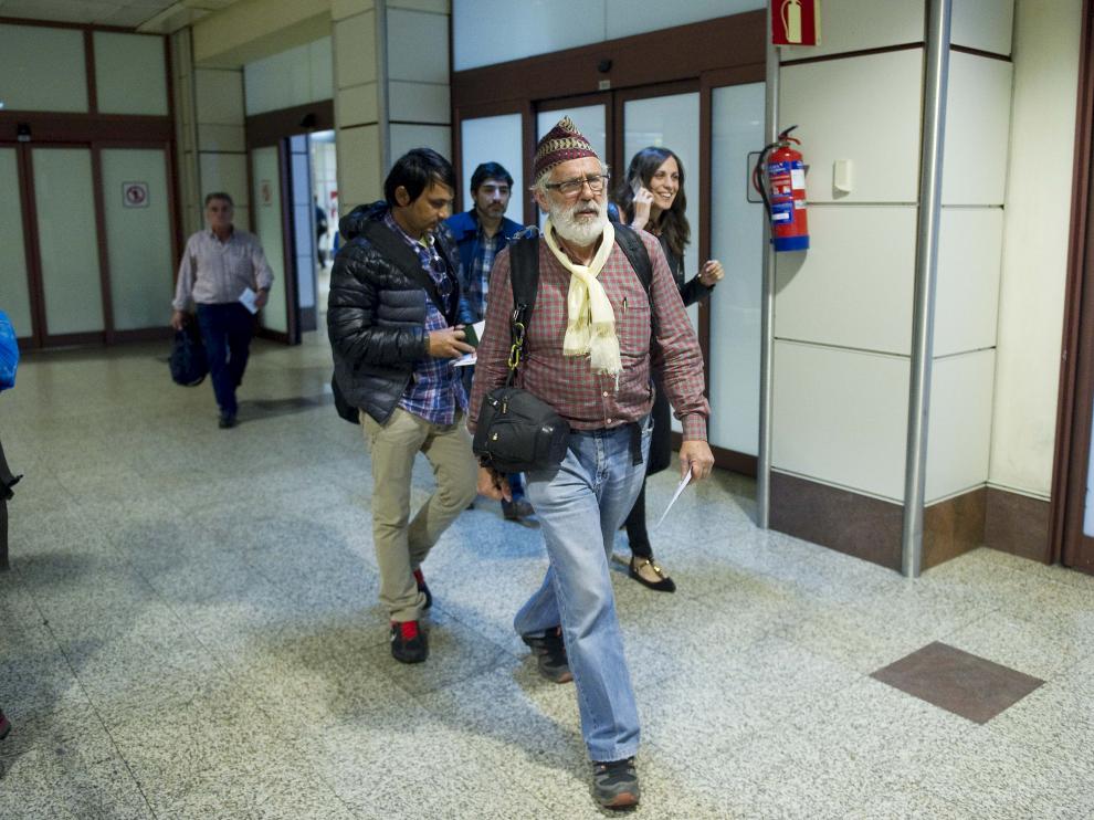 Luis Laín a su llegada a Barajas.