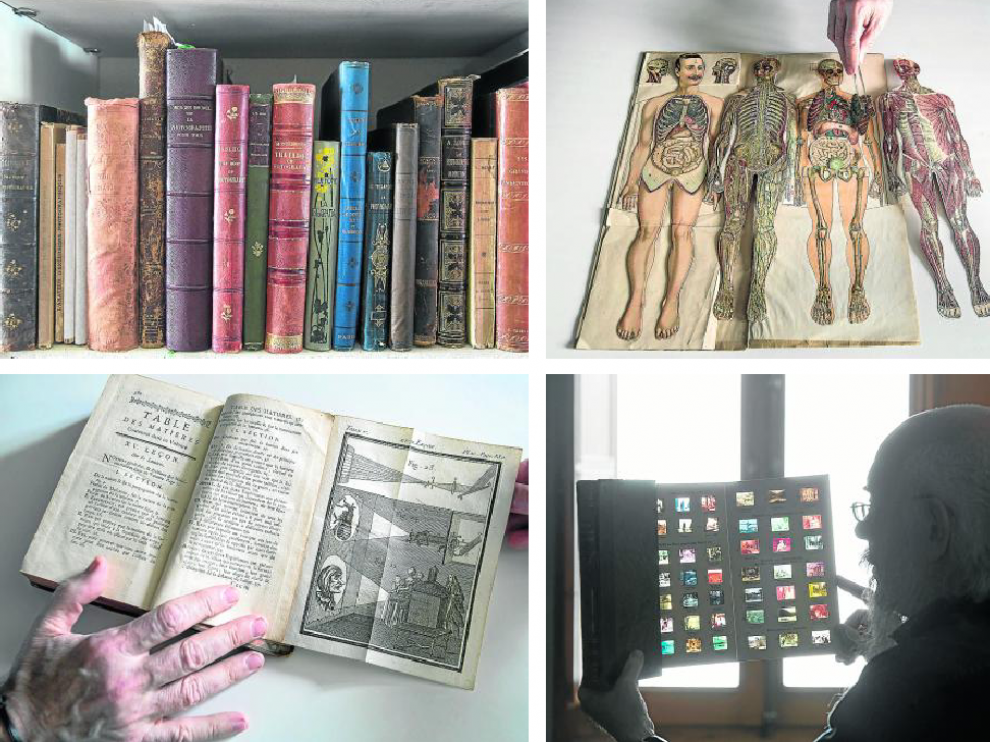 Inventario de joyas visuales y tipográficas: libros clásicos, bellamente encuadernados; los pop-up; manuales de proyección y una colección de películas fotográficas.