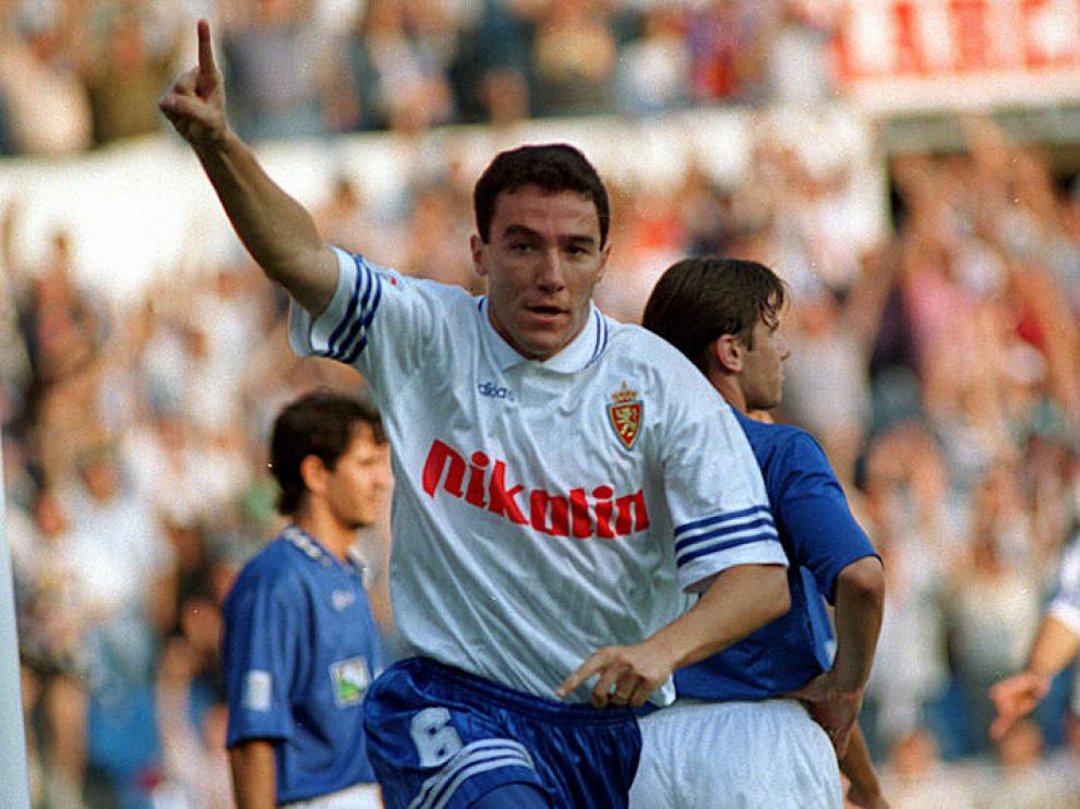 Aguado, durante su etapa como jugador del Real Zaragoza