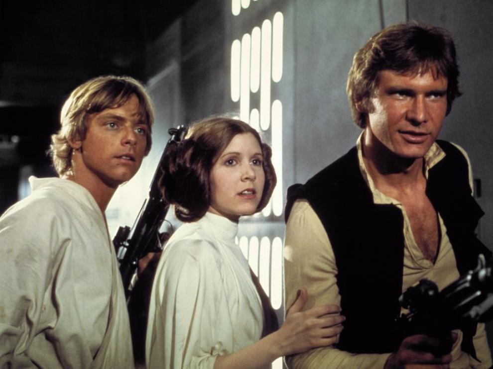 Luke, Leia y Han Solo en una escena de Star Wars