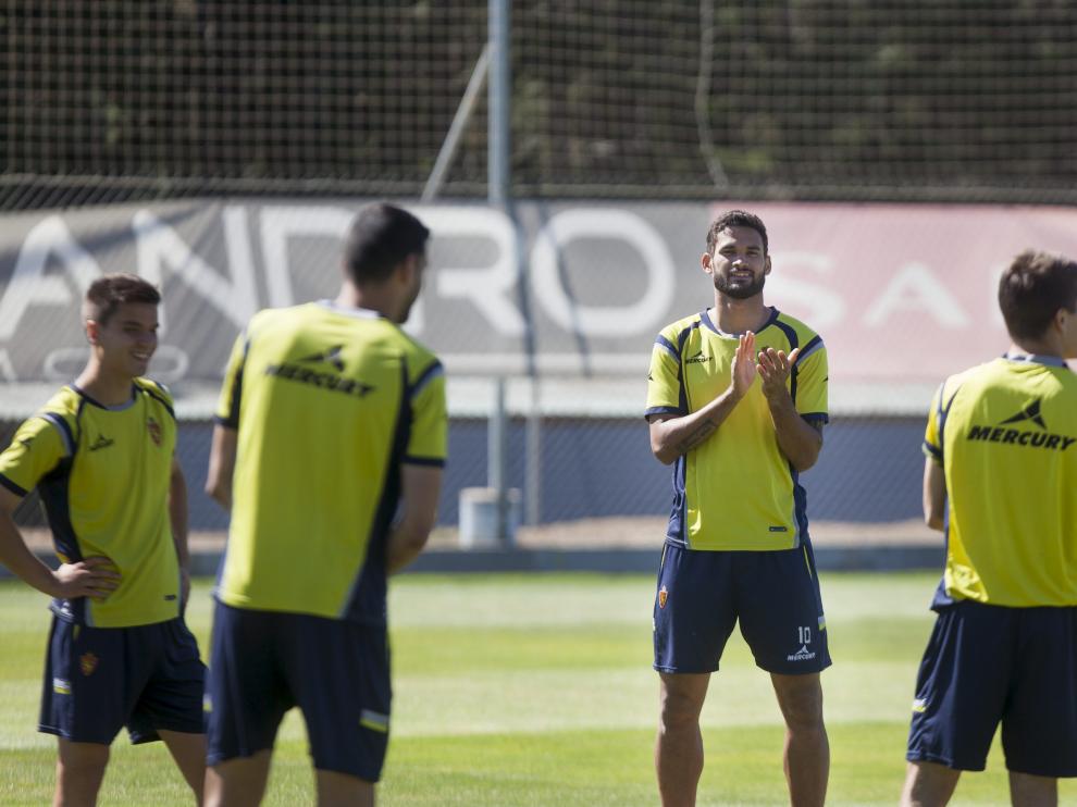 Willian José, durante un entrenamiento del Real Zaragoza