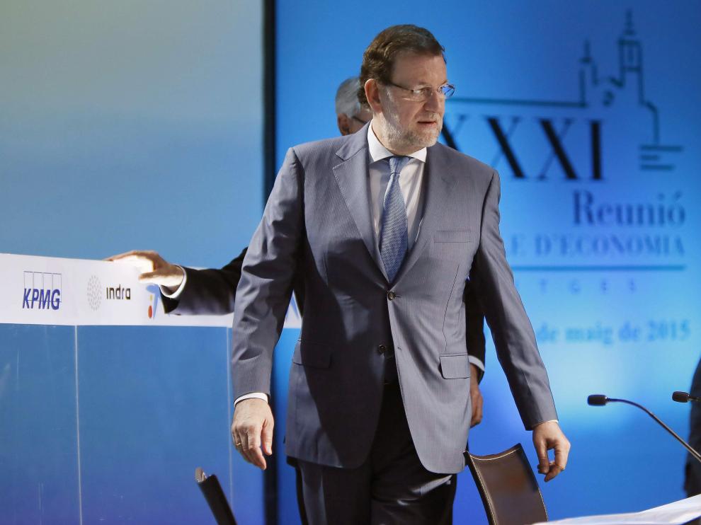 El presidente del Gobierno, Mariano Rajoy, durante la jornada de clausura de la XXXI Reunión del Círculo de Economía, que se celebra en Sitges