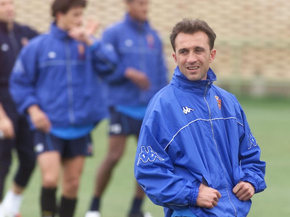 Juanele, en un entrenamiento durante su época en el Real Zaragoza