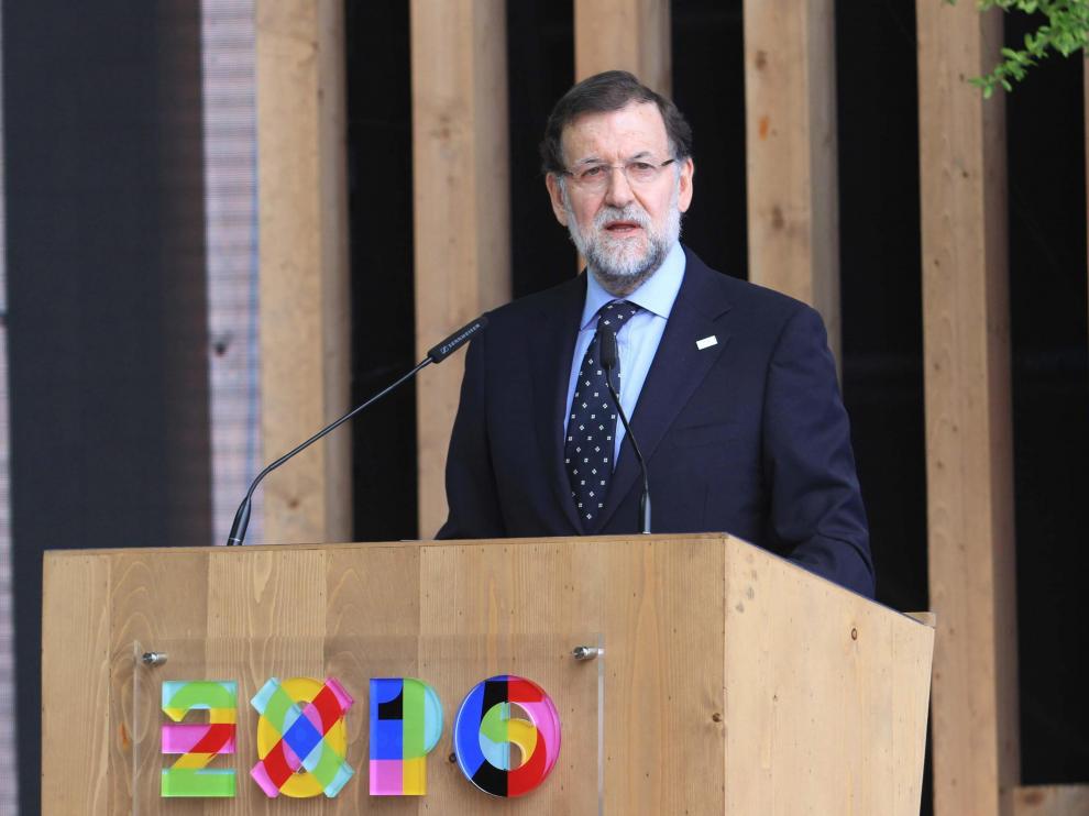 Rajoy durante el Día de España en la Exposición Universal de Milán