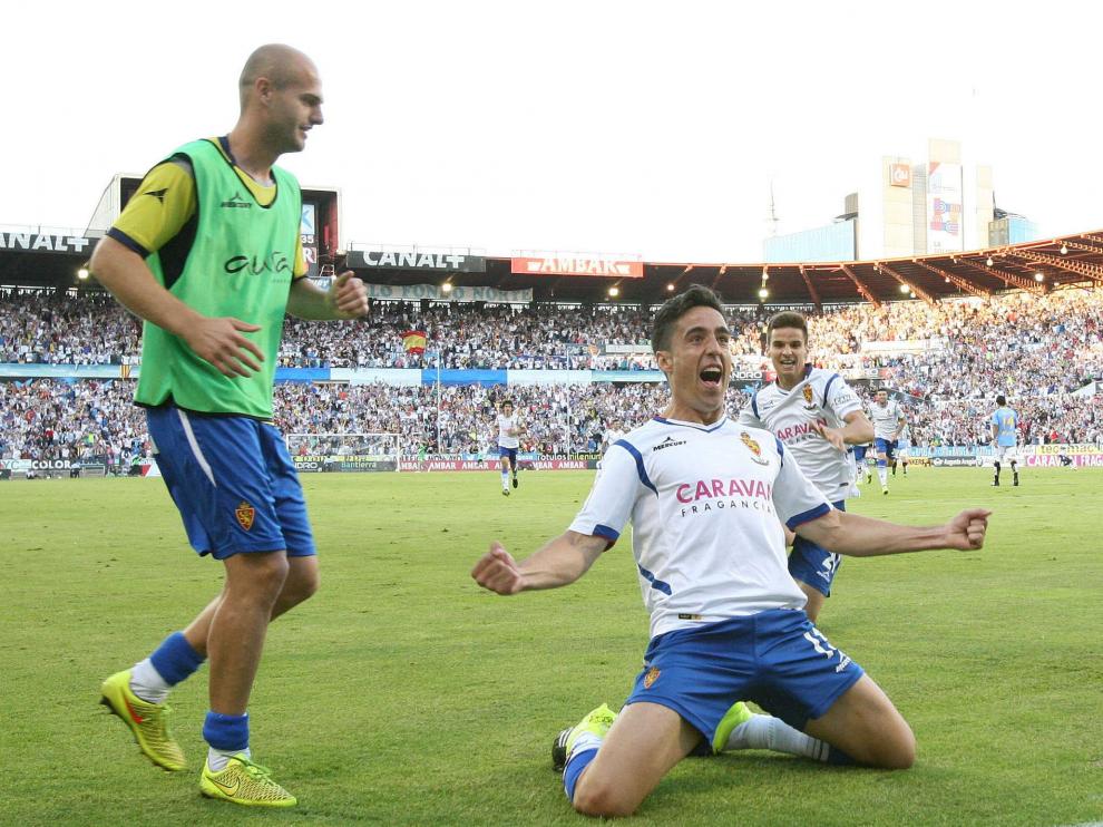 Pedro celebra su gol contra la UD Las Palmas