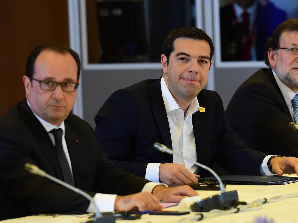 Hollande, Tsipras y Rajoy reunidos en Bruselas.