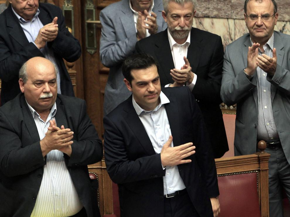 Tispras, durante el debate en el Parlamento Griego