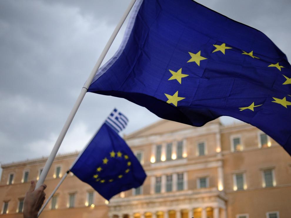 Manifestación a favor del sí en el referendo convocado en Grecia