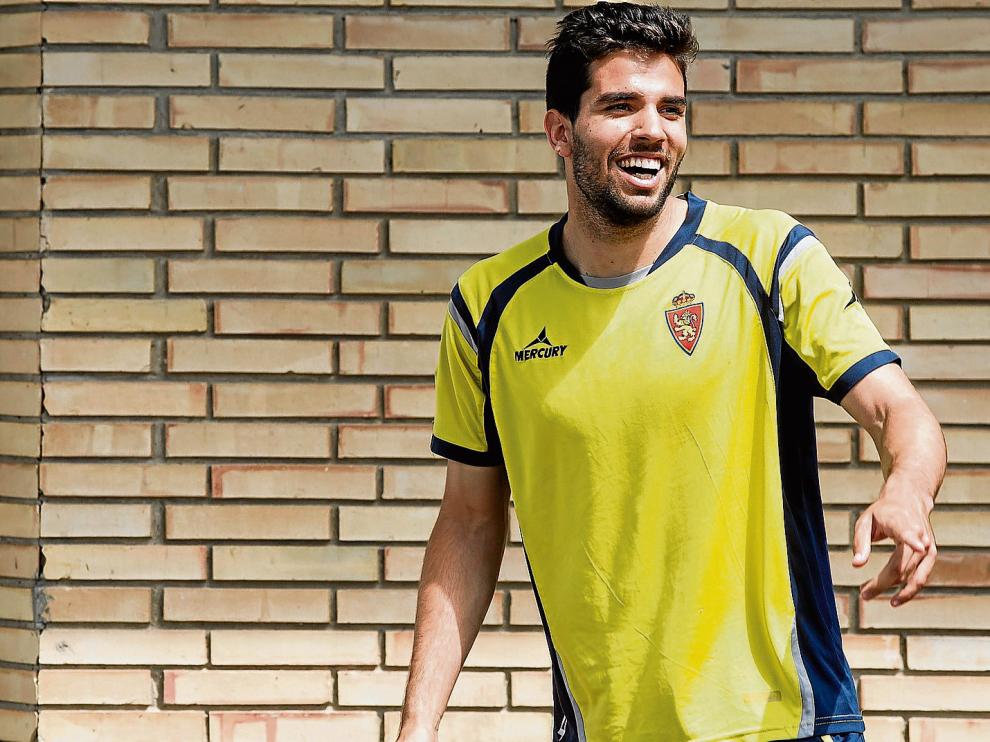 Así de contento estaba ayer Leandro Cabrera tras ser atendido por los fisioterapeutas.