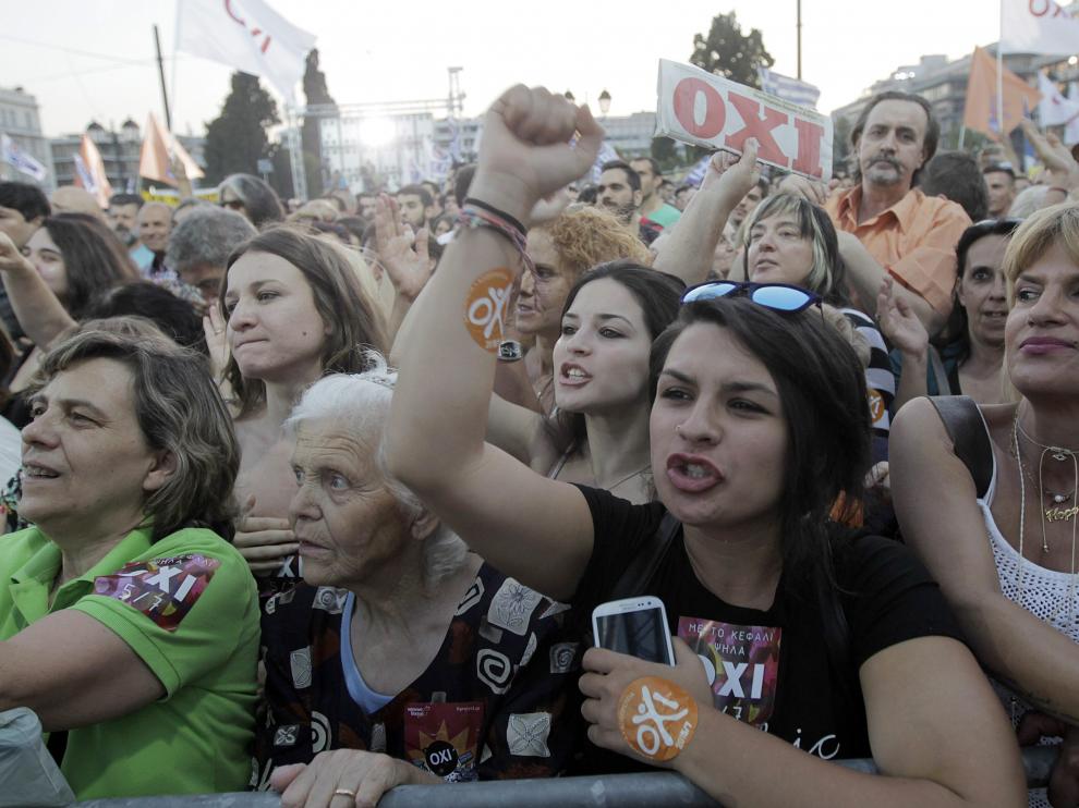 Manifestación del viernes en Atenas en el cierre de campaña.