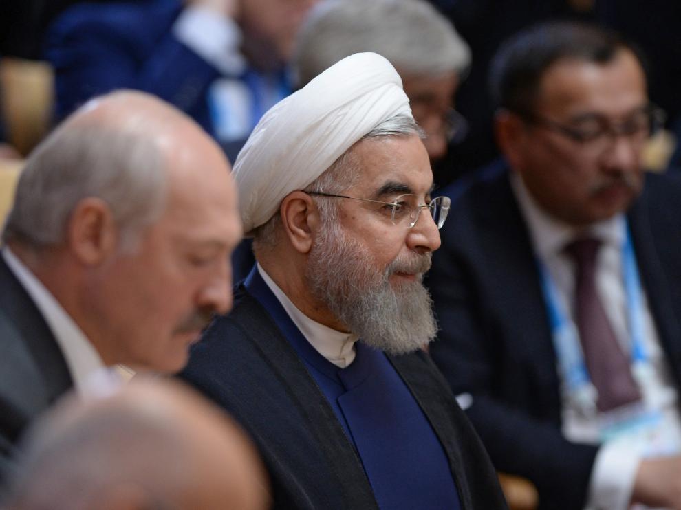 El presidente de Irán, Hasán Rohaní durante lar eunión de los líderes de los BRICS.