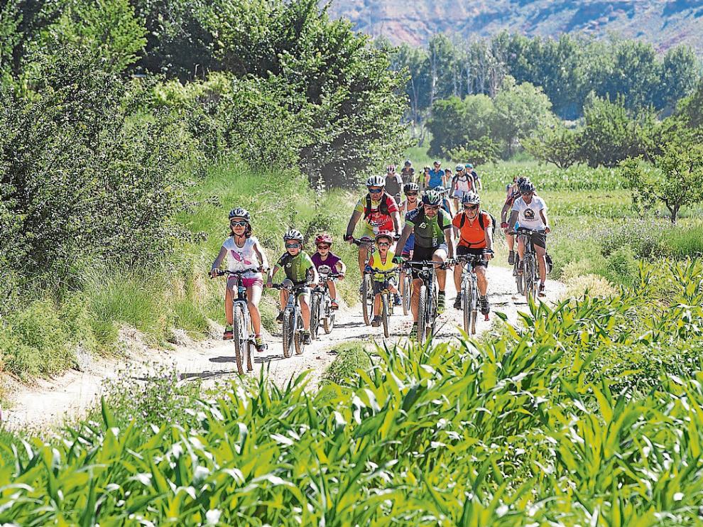 Los participantes, en un tramo del recorrido que discurrió entre campos de cultivo.