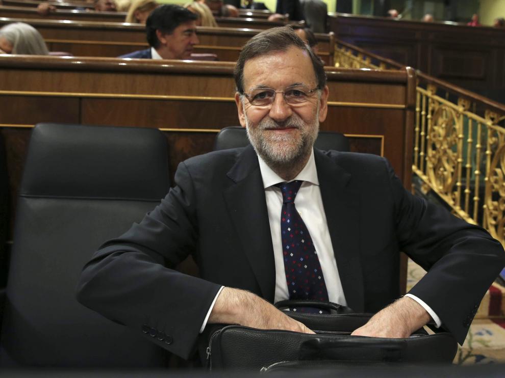 El presidente del Gobierno, Mariano Rajoy, durante el pleno del Congreso