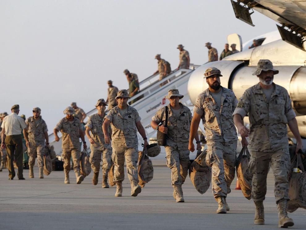 Militares españoles regresando de Irak.