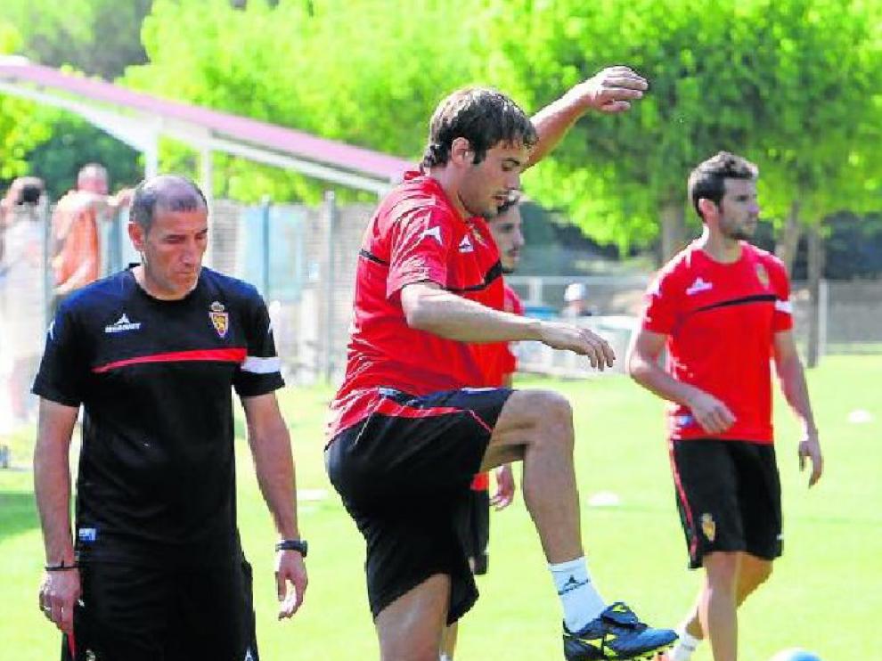 Adán Pérez, durante la pretemporada en Boltaña
