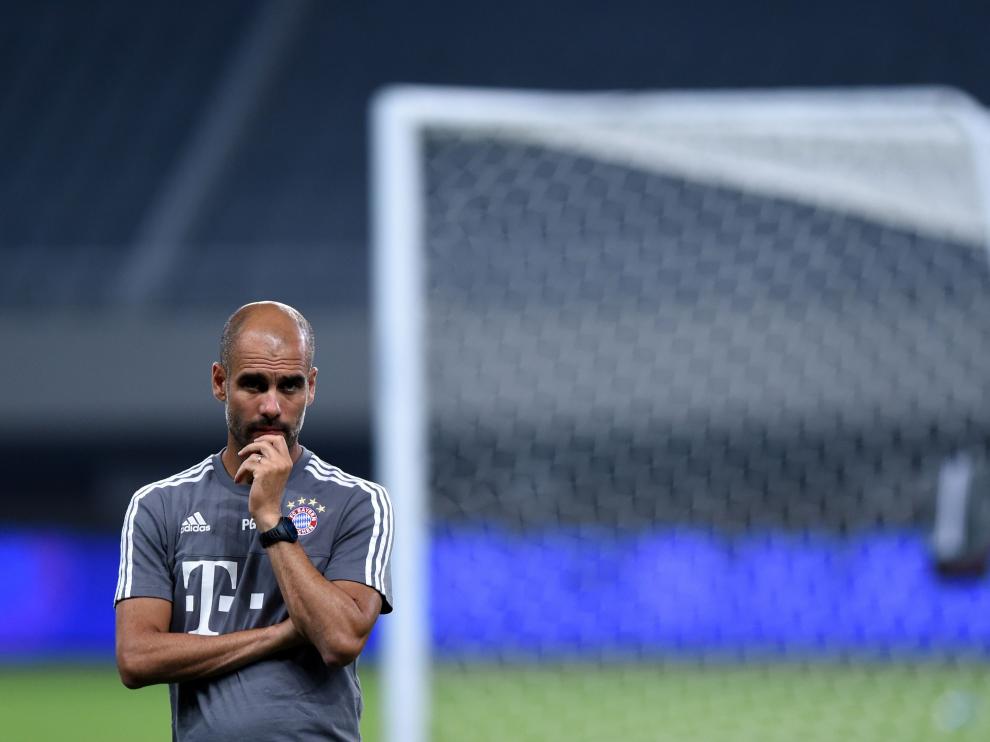 Guardiola, en un entrenamiento del Bayern