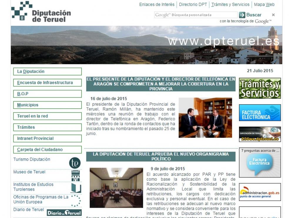 Web de la Diputación turolense