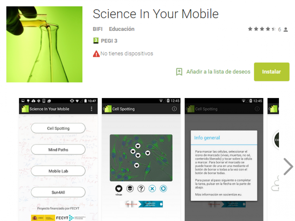 Captura de pantalla de la app en Google Play.