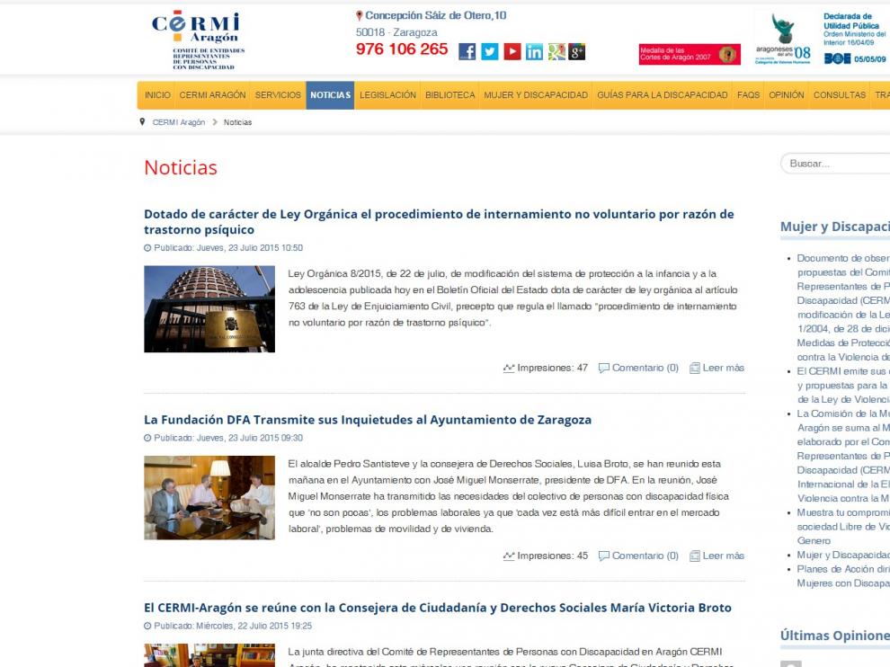 La web da cuenta de los logros conseguidos por la entidad.
