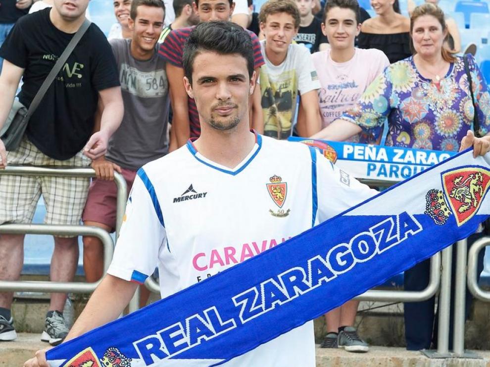 Erik Morán, en su presentación en La Romareda, imagen de archivo.