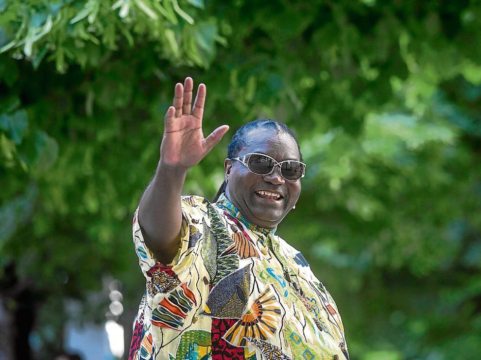 El cantante camerunés Wes Madiko, el mes pasado en el paseo de la Independencia de Zaragoza.
