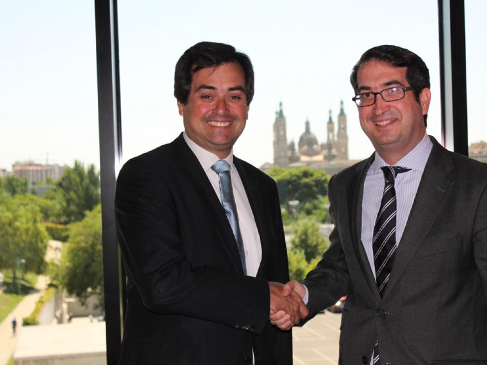 Ricardo Mur, presidente de CEOE Zaragoza, y Peio Belausteguigoitia, director Territorial Norte de BBVA.
