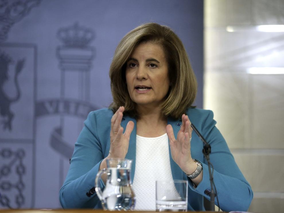 Fátima Báñez durante la rueda de prensa ofrecida tras la reunión del Consejo de Ministros.