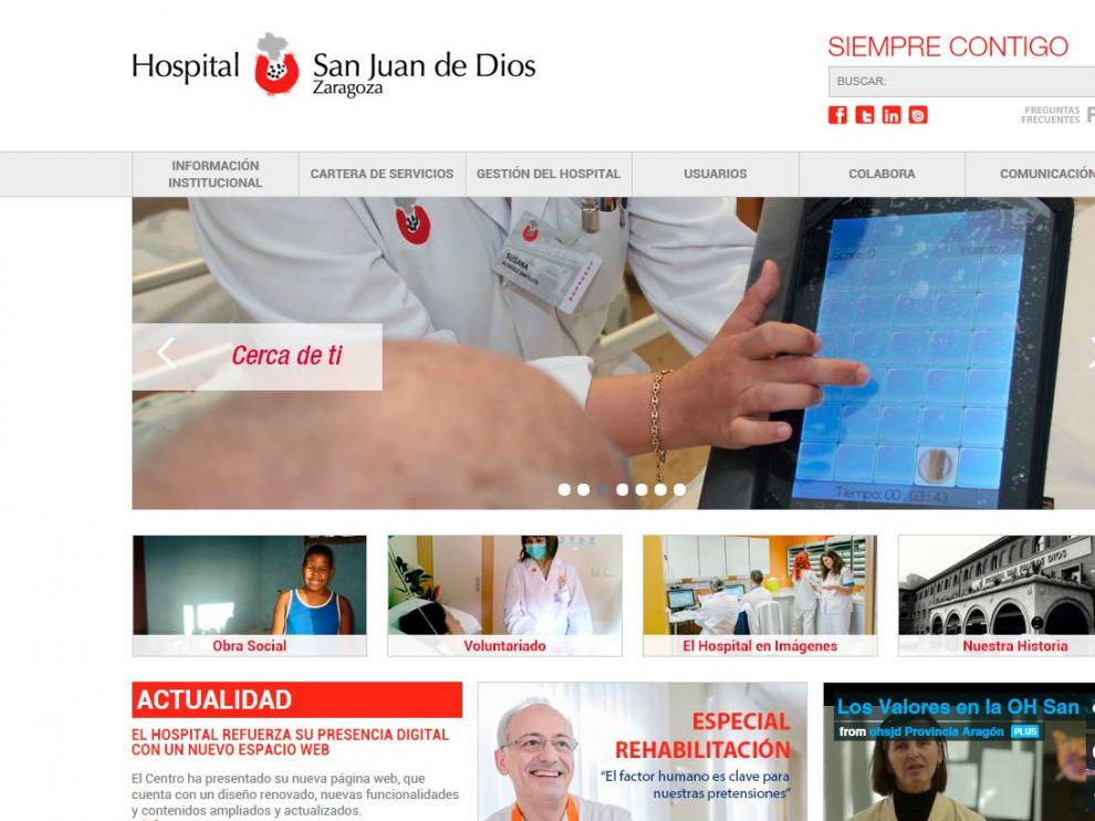La web del Hospital San Juan de Dios cuenta con un diseño muy visual, intuitivo y fácil de manejar.