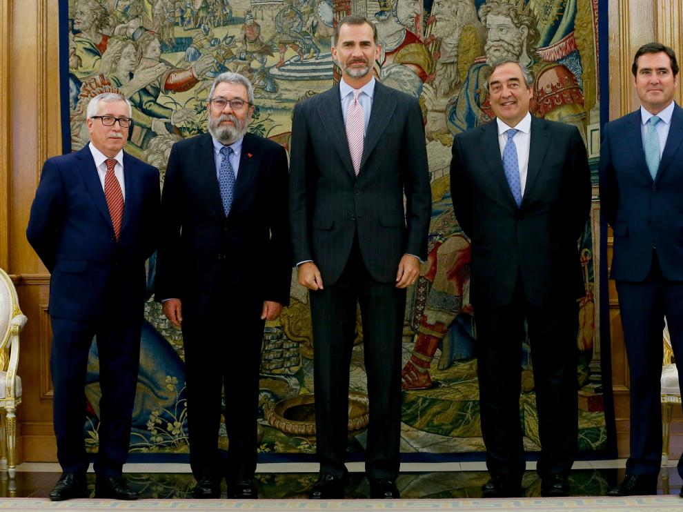 os agentes sociales han sido citados para su primera audiencia conjunta con Felipe VI con motivo del III Acuerdo para el Empleo y la negociación Colectiva.