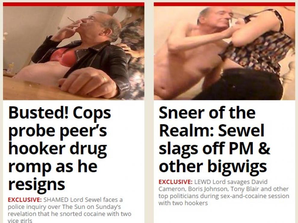 Nuevas fotos en 'The Sun' muestran a lord Sewel fumando con sujetador naranja