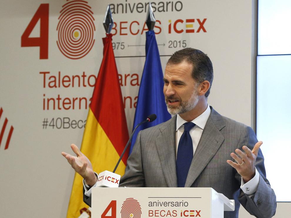 Felipe VI, durante el aniversario de las becas del ICEX