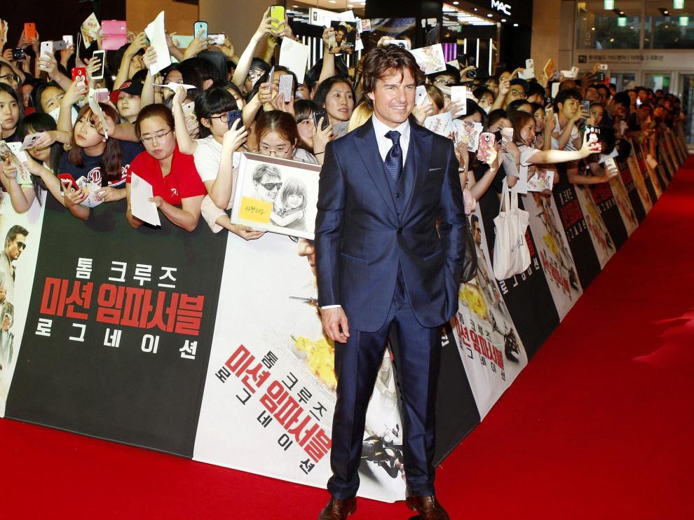 Tom Cruise durante la presentación de la quinta entrega en Corea.