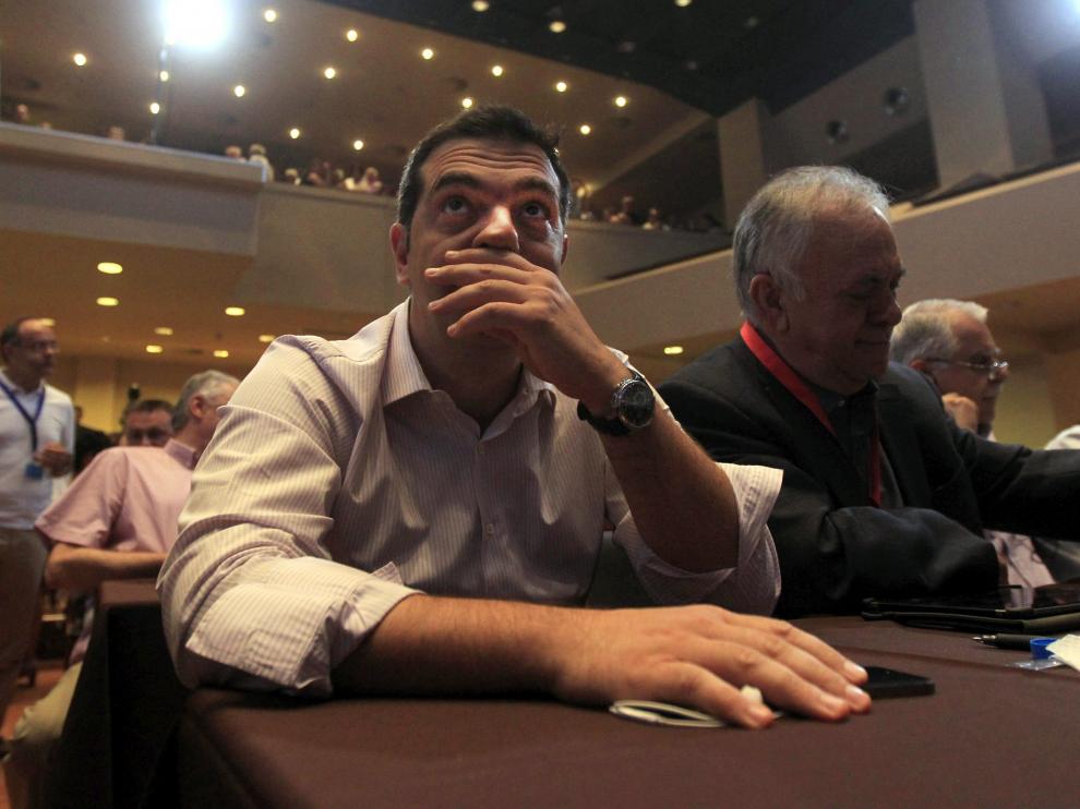 Tsipras en la reunión de Syriza