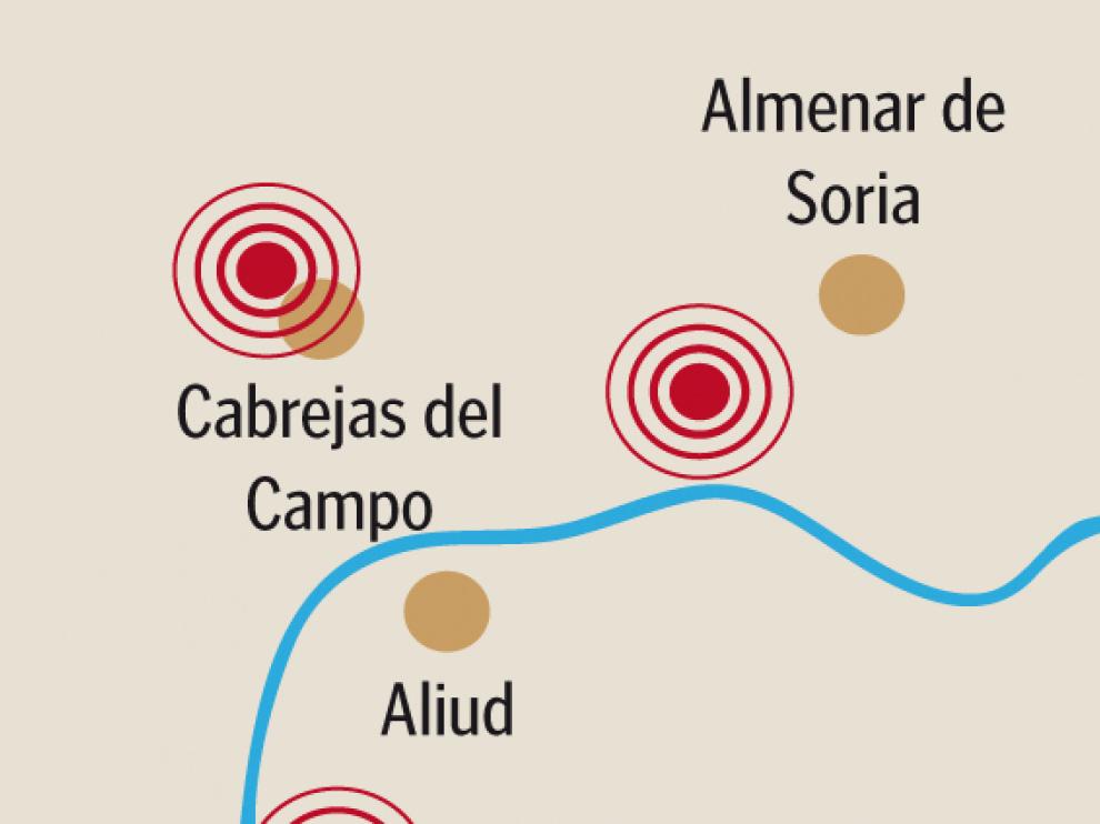 Mapa que señala dónde se situaron los cuatro epicentros.