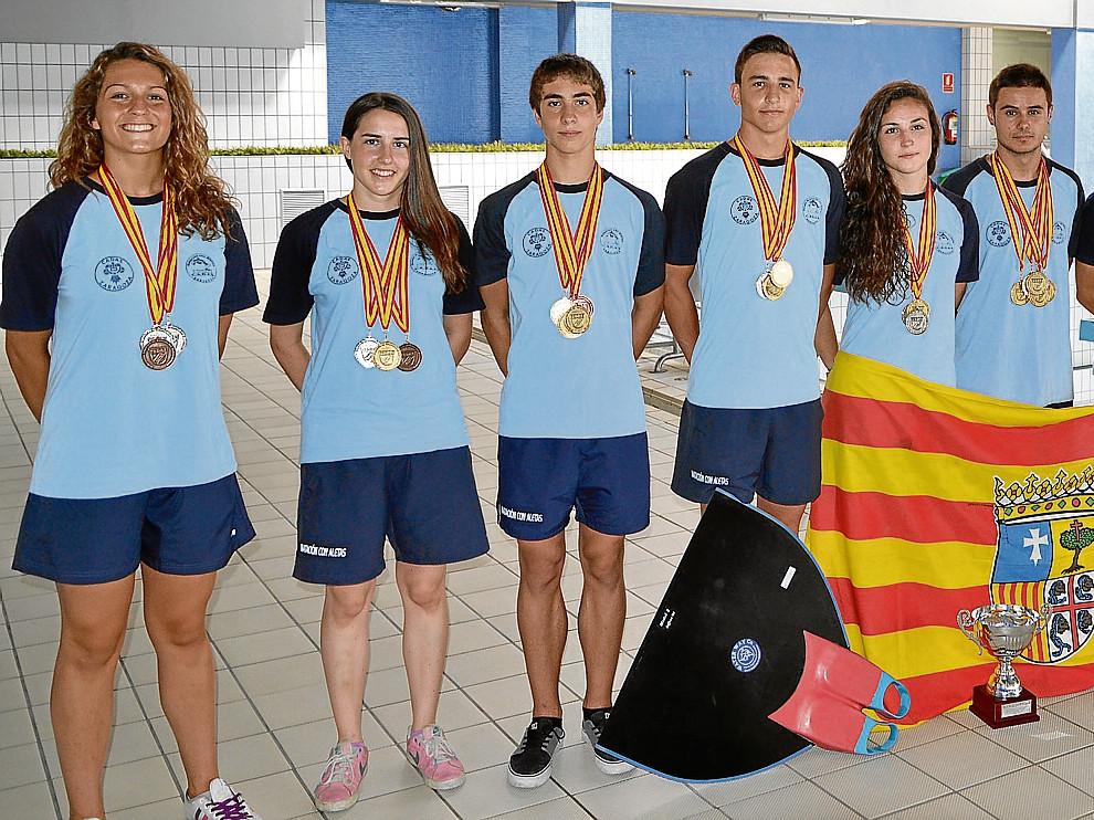 Los nadadores del Cadas, en lo más alto