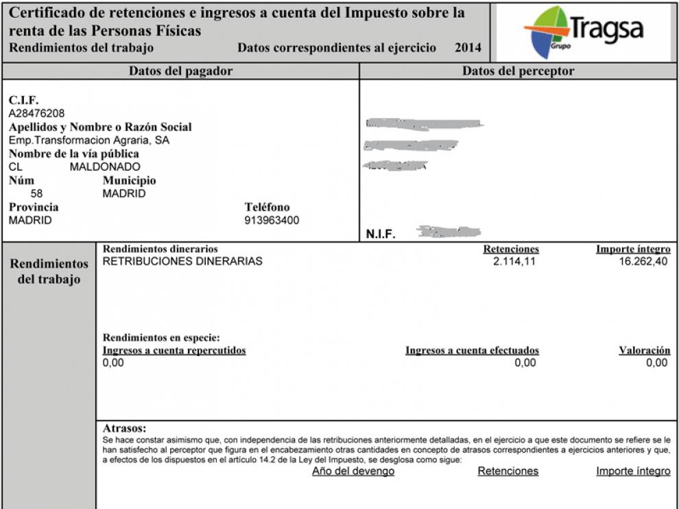 Las BRIF mostraron la nómina de uno de los trabajadores de las diez bases de España para detallar la percepción anual de los brigadistas
