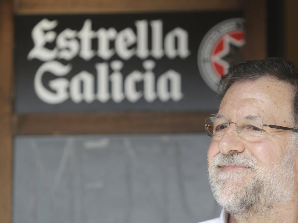 Mariano Rajoy, este sábado en la localidad lucense de Portomarín.