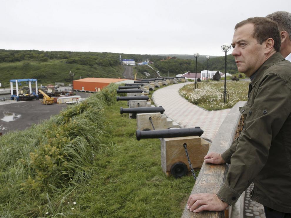 Medvédev, en su visita a las islas Kuriles.