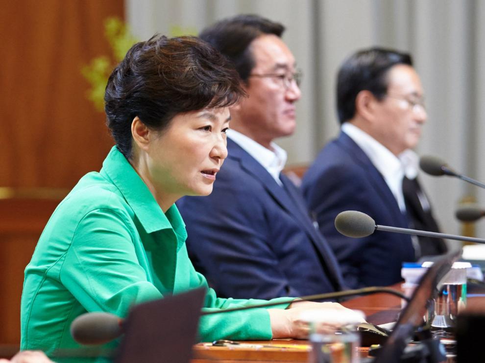 La presidenta de Corea del Sur durante las negociaciones.