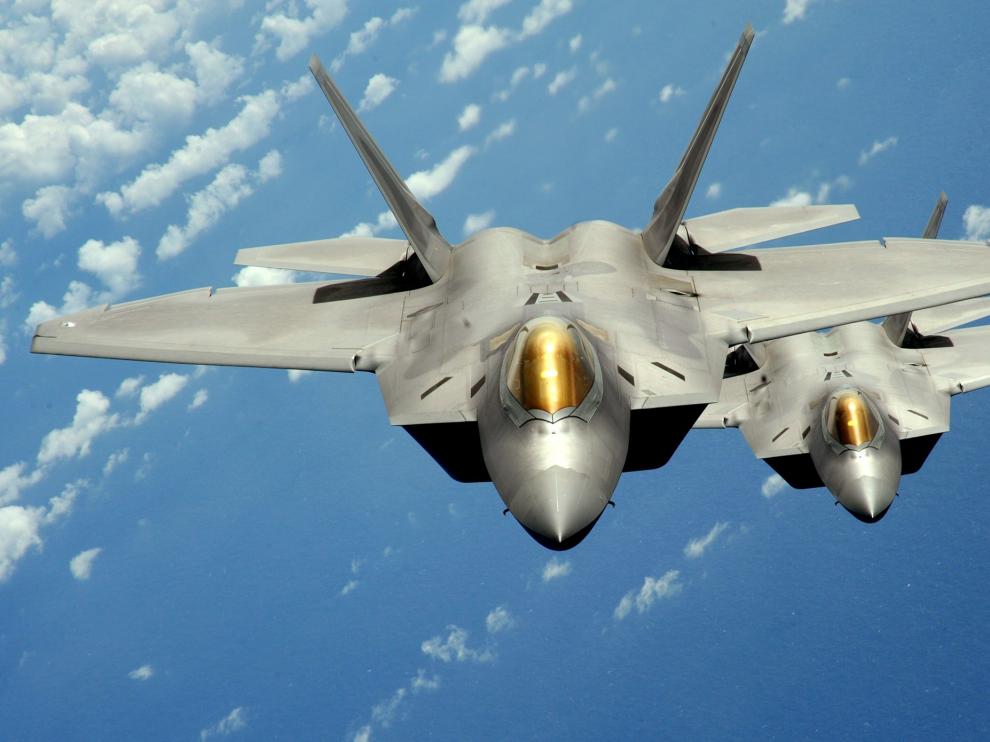 Dos cazas F-22 de la Fuerza Armada de Estados Unidos.